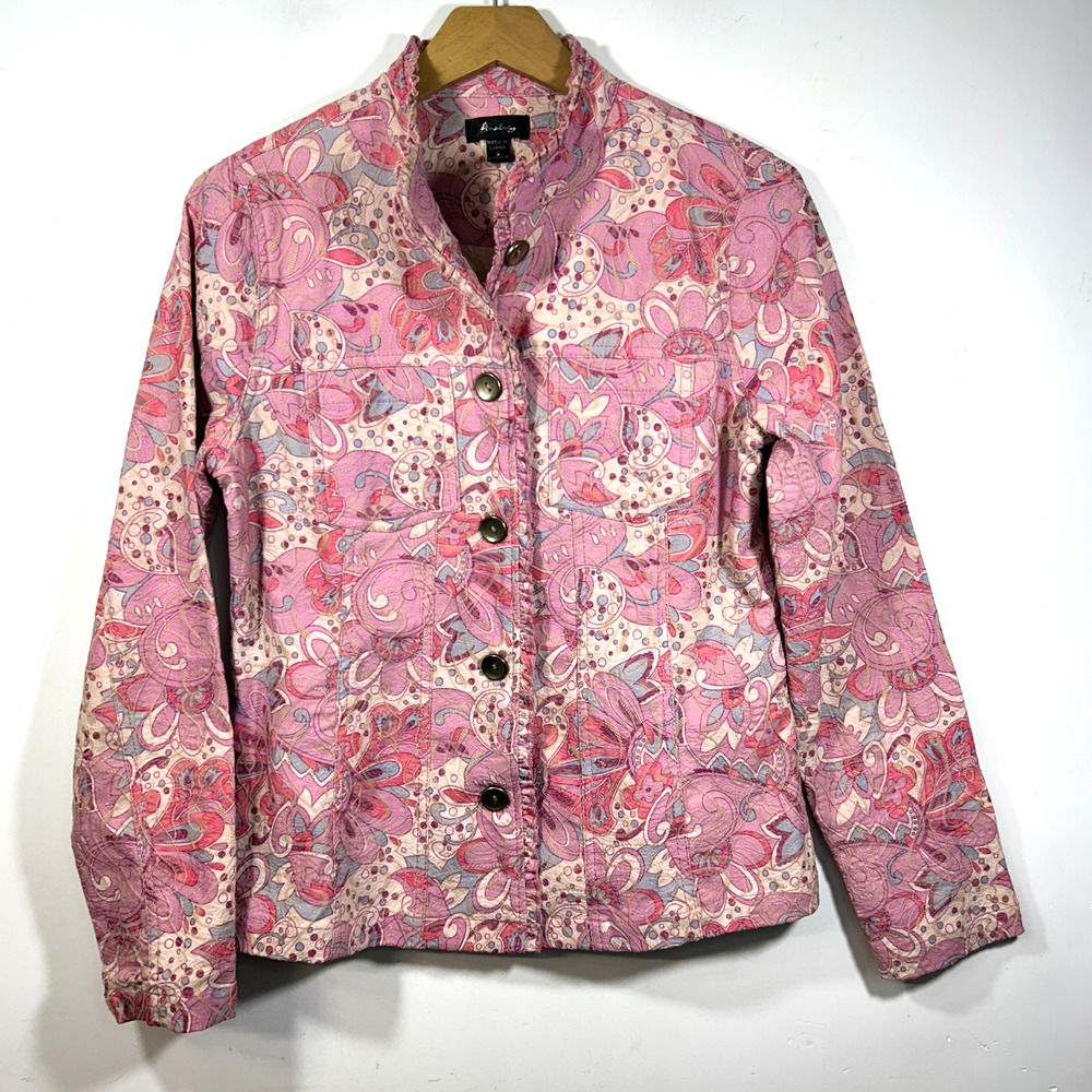 Analogy Womens S Pink Formal Jacket - Textured Quilted Floral Spring